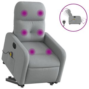 vidaXL Sill&oacute;n de masaje el&eacute;ctrico reclinable elevable tela gris claro