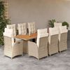 vidaXL Set comedor de jard&iacute;n 9 pzas con cojines rat&aacute;n sint&eacute;tico beige