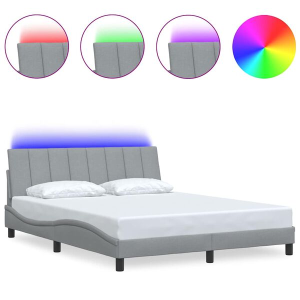 vidaXL Estructura de cama sin colch&oacute;n Hanko tela gris claro 160x200 cm