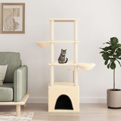 vidaXL Rascador para gatos con postes de sisal color crema 147 cm
