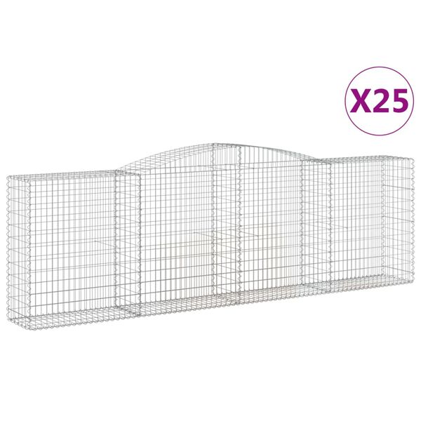 vidaXL Cestas de gaviones 25 uds forma de arco hierro 400x50x120/140cm
