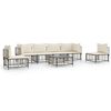 vidaXL Set muebles de jard&iacute;n 7 pzas y cojines rat&aacute;n PE gris antracita