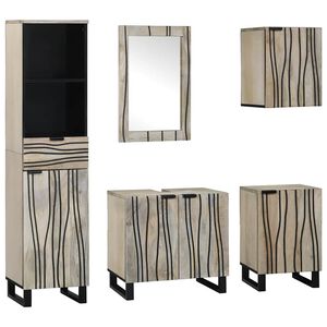 vidaXL Juego de muebles de ba&ntilde;o con caj&oacute;n 5 pcs Madera de Nogal Marr&oacute;n