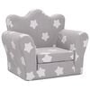 vidaXL Sof&aacute; cama de ni&ntilde;os felpa suave gris claro con estrellas
