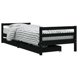 vidaXL Estructura de cama ni&ntilde;os con cajones madera pino negro 90x200cm