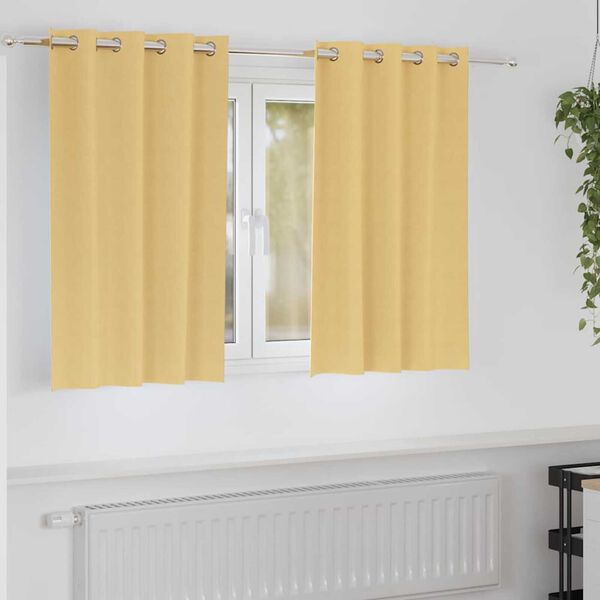vidaXL Cortinas Opacas con Anillas 2 pcs Beige 140 x 140 cm Poliéster