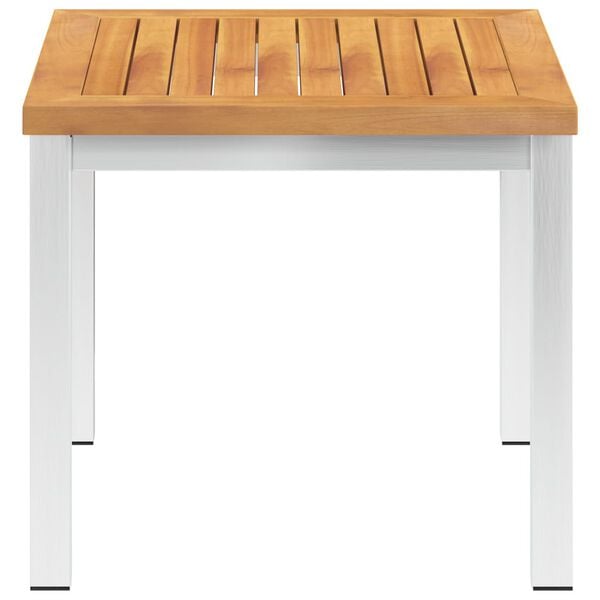 vidaXL Mesa auxiliar jard&iacute;n madera acacia acero inoxidable 45x45x38cm