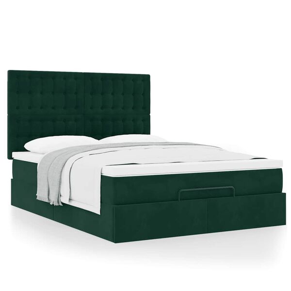 vidaXL Estructura de cama otomana colchones terciopelo verde oscuro