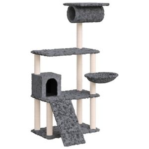 vidaXL Rascador para gatos con postes de sisal gris oscuro 131 cm
