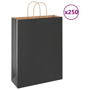 vidaXL Bolsas de papel con asas 250 uds negra 32x12x42 cm