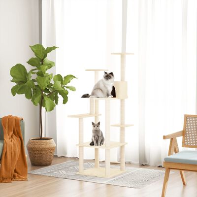vidaXL Rascador para gatos con postes de sisal crema 153 cm