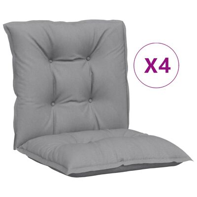vidaXL Cojín silla jardín respaldo bajo 4 uds tela gris 100x50x7 cm