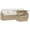 vidaXL Conjunto de sof&aacute; de jard&iacute;n con coj&iacute;n 5 pcs Beige Polirat&aacute;n