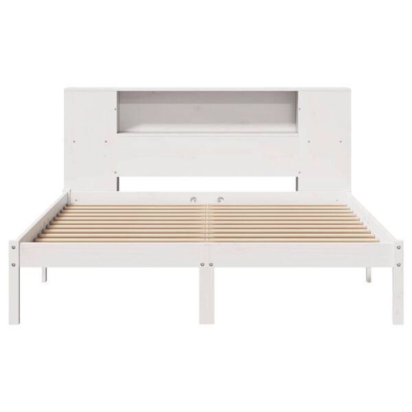 vidaXL Cama con estantería sin colchón madera maciza blanca 140x200 cm