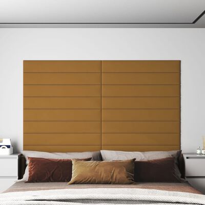 vidaXL Paneles de pared 12 uds terciopelo marrón 90x15 cm 1,62 m²