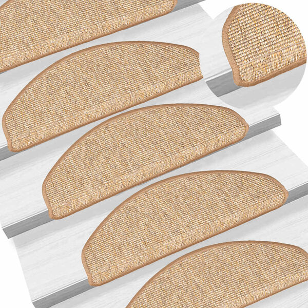 vidaXL Felpudos para escaleras 15 uds 65x21x4 cm Marr&oacute;n claro Semicircular Grande