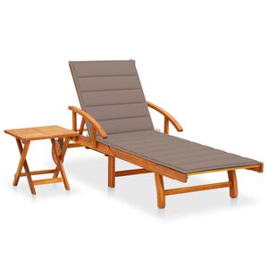 vidaXL Tumbona de jard&iacute;n con mesa y coj&iacute;n madera maciza de acacia