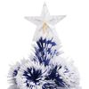vidaXL &Aacute;rbol de Navidad con luces fibra &oacute;ptica blanco y azul 64 cm