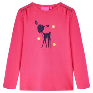 Camiseta infantil de manga larga rosa brillante 104