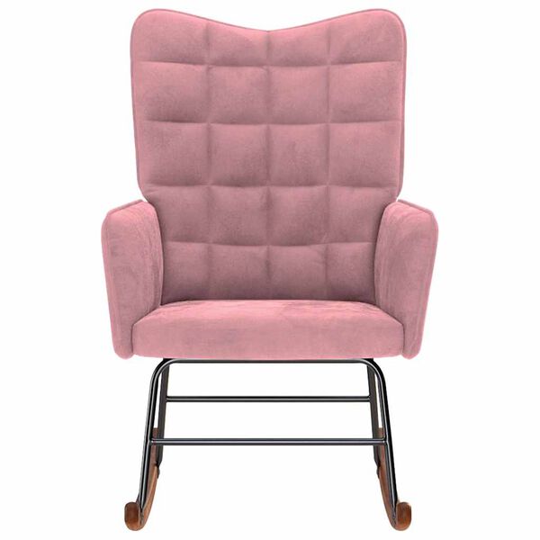 vidaXL Silla mecedora de terciopelo rosa