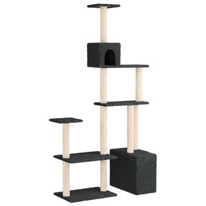 vidaXL &Aacute;rbol para gatos con postes de sisal Gris oscuro 177,5 cm