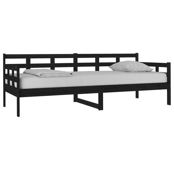vidaXL Sof&aacute; cama madera maciza de pino negro 80x200 cm