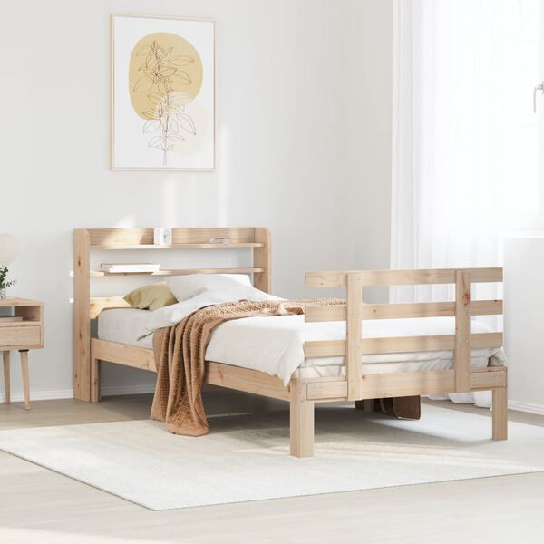 vidaXL Estructura de cama con cabecero madera maciza pino 75x190 cm