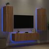vidaXL Muebles TV pared con LED 6 pzas madera ingenier&iacute;a roble Sonoma
