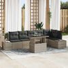 vidaXL Conjunto de sof&aacute; de jard&iacute;n 7 pcs Gris Claro rat&aacute;n sint&eacute;tico