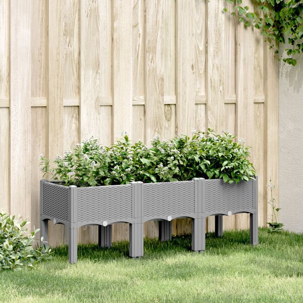 vidaXL Jardinera con patas PP gris claro 120x40x42 cm