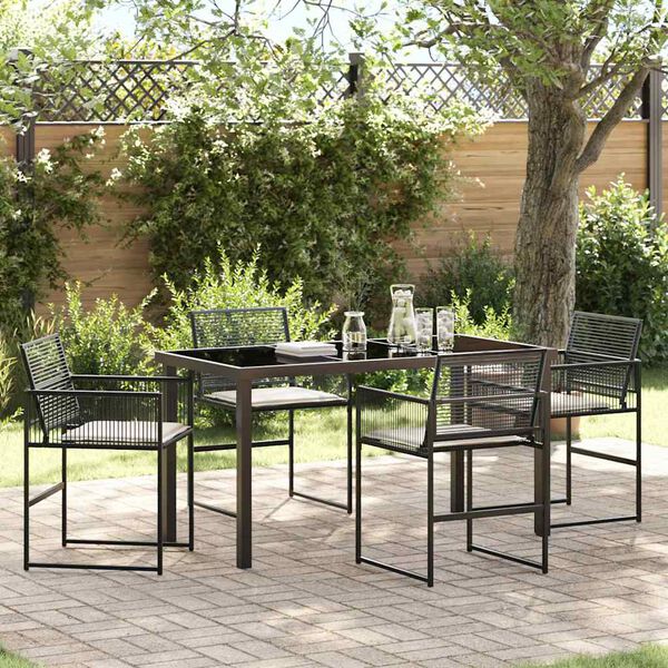 vidaXL Conjunto de Comedor de Jard&iacute;n 5 pcs Negro