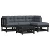 vidaXL Juego de muebles de jard&iacute;n 5 pzas y cojines madera maciza negro