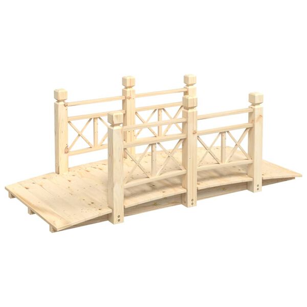 vidaXL Puente de jard&iacute;n con barandillas madera de abeto 150x67x56cm