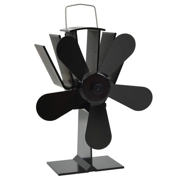 vidaXL Ventilador de estufa accionado por calor 5 aspas negro