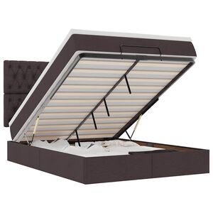 vidaXL Estructura cama otomana colch&oacute;n tela marr&oacute;n oscuro 140x200cm