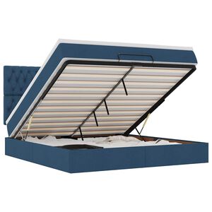 vidaXL Estructura de cama otomana con colch&oacute;n tela azul 180x200cm