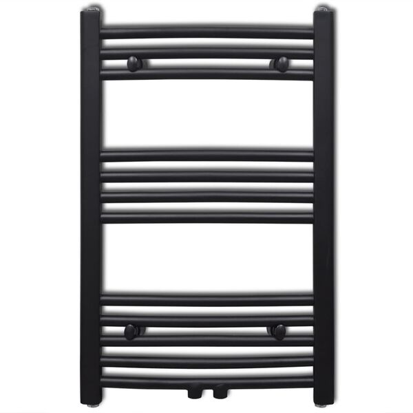 vidaXL Radiador toallero de baño curvo negro 500 x 764 mm
