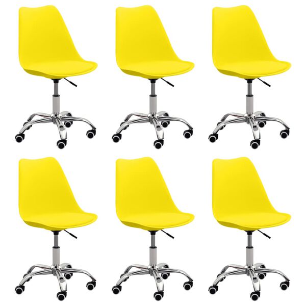 vidaXL Sillas de comedor 6 unidades cuero sint&eacute;tico amarillo