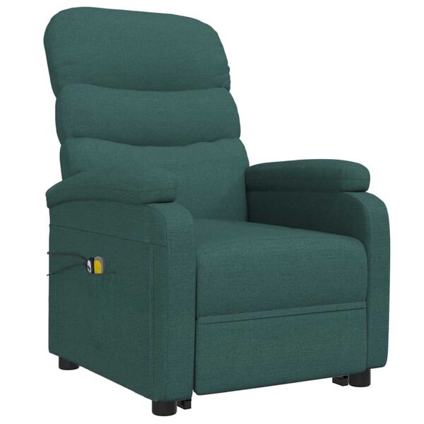 vidaXL Sill&oacute;n de masaje elevable tela verde oscuro