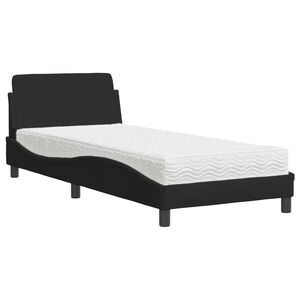 vidaXL Cama con colch&oacute;n Dover tela negro 90x190 cm