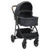 vidaXL Cochecito de beb&eacute; 2 en 1 de acero gris antracita y negro