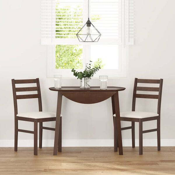 vidaXL Sillas de comedor con cojines 2 uds madera maciza marrón caucho