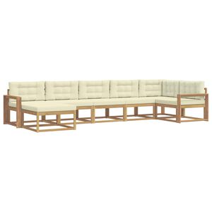 vidaXL Conjunto de sof&aacute;s de exterior con coj&iacute;n 7 pcs Blanco y Crema