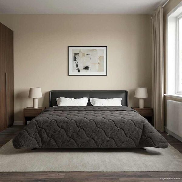 vidaXL Edred&oacute;n de Todo el A&ntilde;o Acolchado Antracita 220 x 240 cm