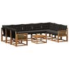 vidaXL Conjunto de sof&aacute;s de exterior con coj&iacute;n 10 pcs Natural y negro
