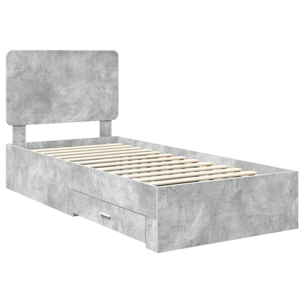 vidaXL Estructura de cama con cabecera Gris Concreto 90 x 190 cm