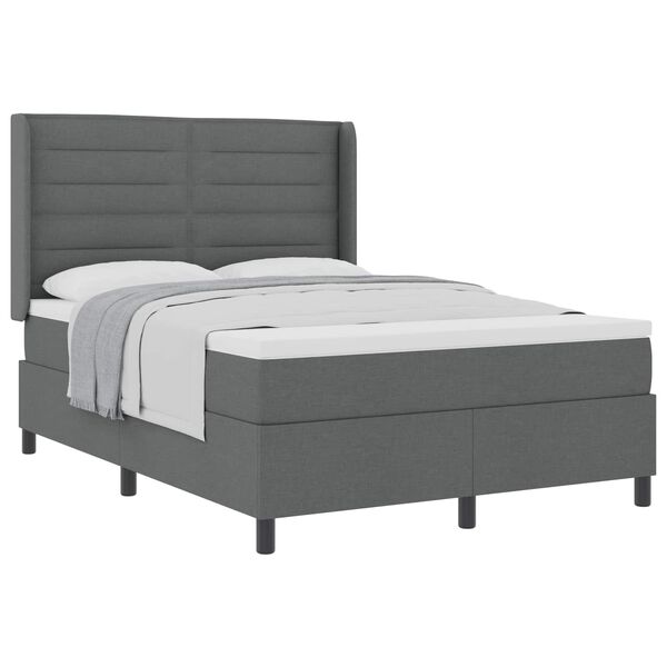 vidaXL Cama tipo Box Spring con colch&oacute;n Gris oscuro 200 x 160 cm tela