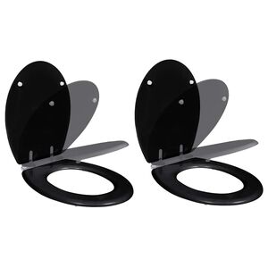 vidaXL Asientos de inodoro con tapas de cierre suave 2 uds MDF negro