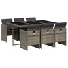 vidaXL Set comedor jard&iacute;n 7 pzas y cojines rat&aacute;n sint&eacute;tico gris