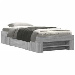 vidaXL Estructura de cama madera de ingenier&iacute;a gris Sonoma 100x200 cm